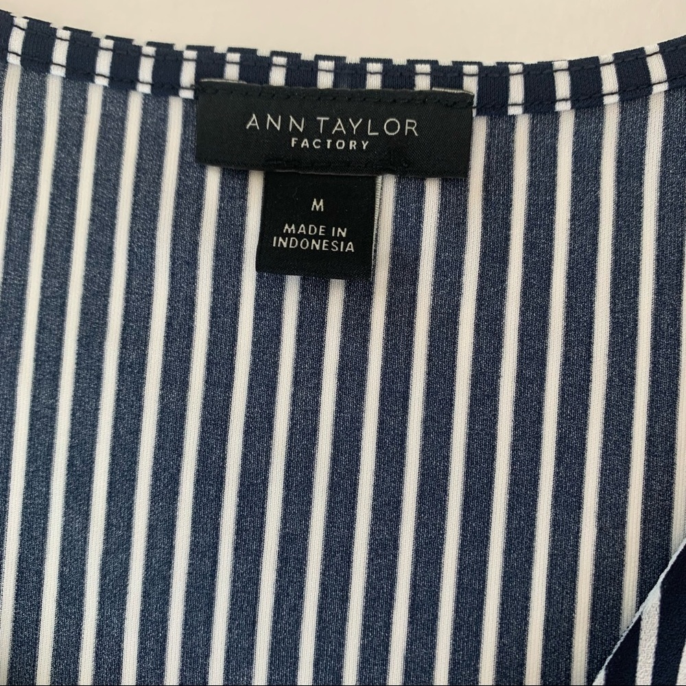 Ann Taylor Factory M Navy Stripe LS Blouse - Picture 9 of 12